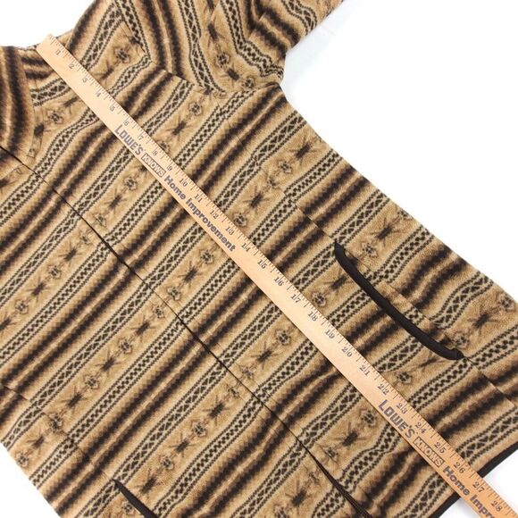 NEW Uniqlo Fleece Full Zip Jacket Teddy Sweater Brown Fair Isle Gorpcore Large - Picture 3 of 6